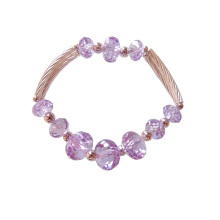 Fashion 925 Sterling Silver Purple Crystal Beaded Bracelet For Party or Show